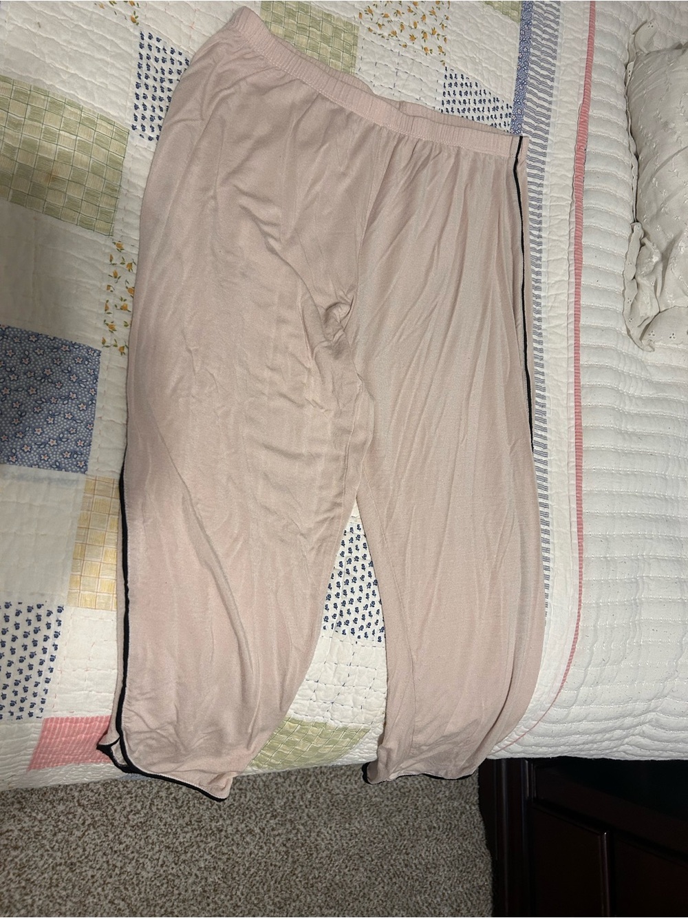 stars above Blush Pink Lounge Pants with Black Stitching